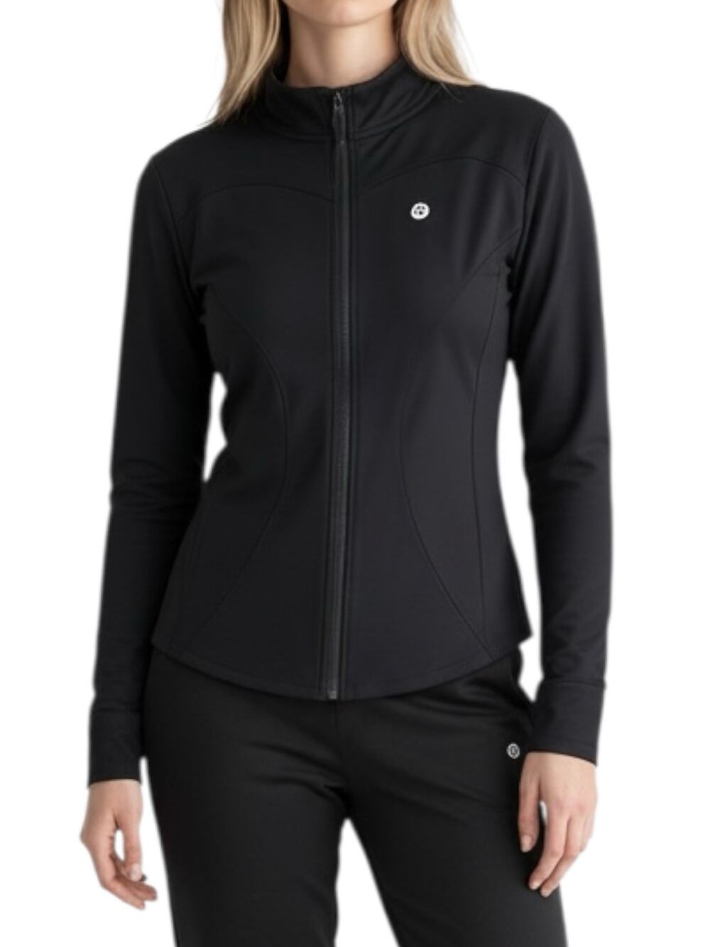 Pobodo Women's Black Full-Zip Athletic Jacket Yoga Workout Top Size Large NWT